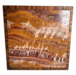 Two Art Deco Nightstands or Bedside Tables with Multi-Colored Marble Tops, 1930s